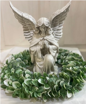 Angel with Greenery Wreath Angel 