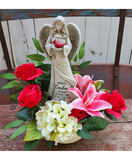 Angelic Cardinal Silk Arrangement