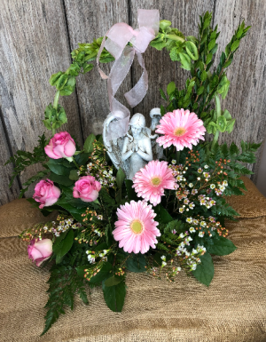 Angelic Serenity in Pink Funeral Flowers