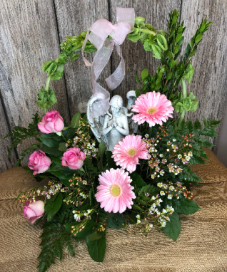 Angelic Serenity in Pink Funeral Flowers