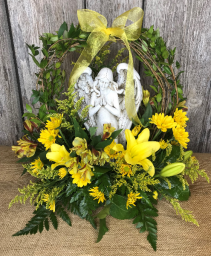 Angelic Serenity in Yellow Funeral Flowers
