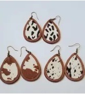 Animal Print Leather & Wood earrings 