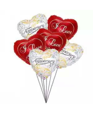 Anniversary Mylar Balloons Bouquet 