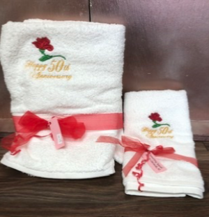 GA1 Anniversary towels 25th, 40th, 50th, 60th