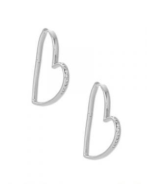 Ansley Heart Hoop Earrings In Silver 