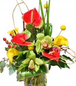 Anthirium Accent  Vase of Flowers