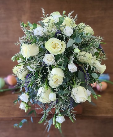 Antique White Cascading Bouquet Bride's Bouquet in Selbyville, DE | Sweet Stems