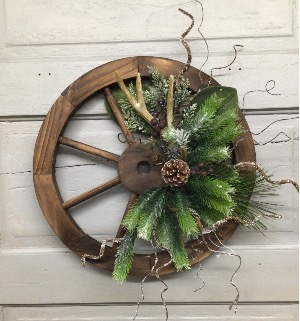 Antler Wagon Wheel  Wreath 