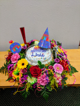 Any Occasion Deluxe Cake and Flowers  in Puyallup, WA | Crane's Creations 2.0 Puyallup