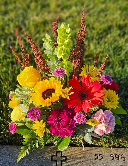 Appealing Autumn Gravesite Arrangement 