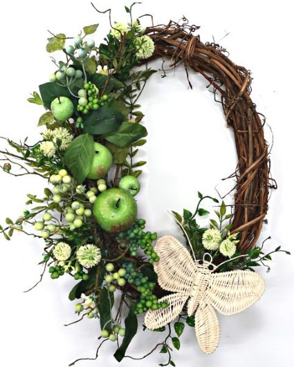 Apples and Butterfly Wreath Permanent Botanical