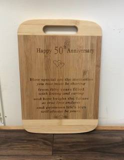 GA6 50th anniversary cutting board Personalized engraved gift idea