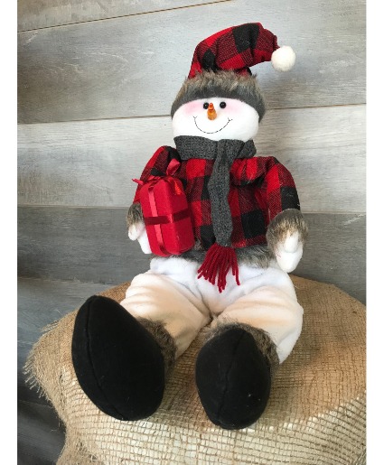 Plaid Snowman with Gift Christmas