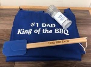 Dad gift idea BBQ apron, sea salt and spatula 