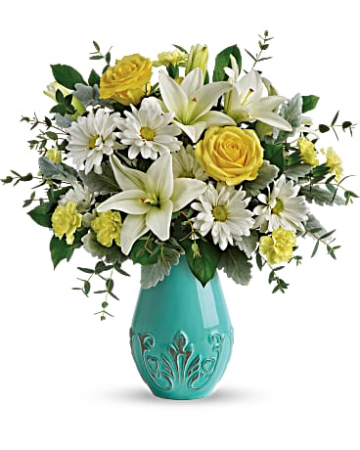 Aqua Dream Bouquet Beautiful flowers i a Keepsake Vase