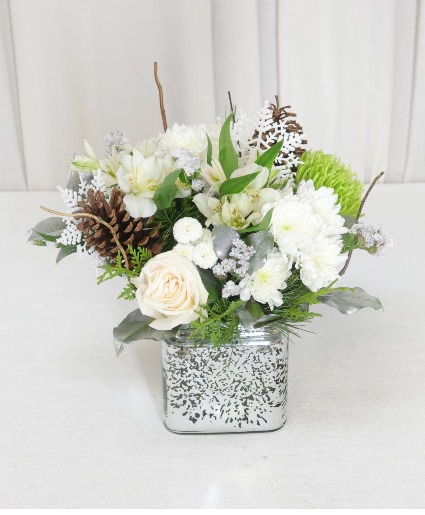 Arctic White Silver or Gold Cube Vase 