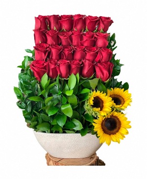 Deluxe Roses and Sunflowers 