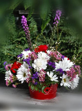 Arrangement in Valentine Container