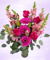 Array of Pinks Vased Arrangement