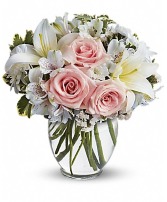 Arrive in Style white lilies, pink roses
