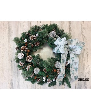 Artifical Frosty Christmas Wreath 