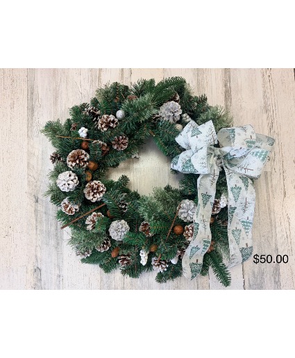 Artifical Frosty Christmas Wreath 