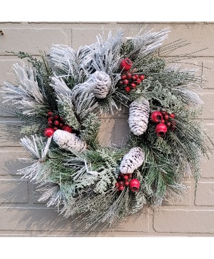 Artificial Frosted Pine Silk Wreath