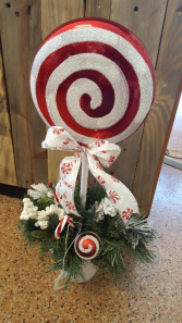 Artificial Peppermint Lollipop Topiary - Large 