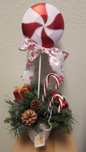 Artificial Peppermint Lollipop Topiary - small