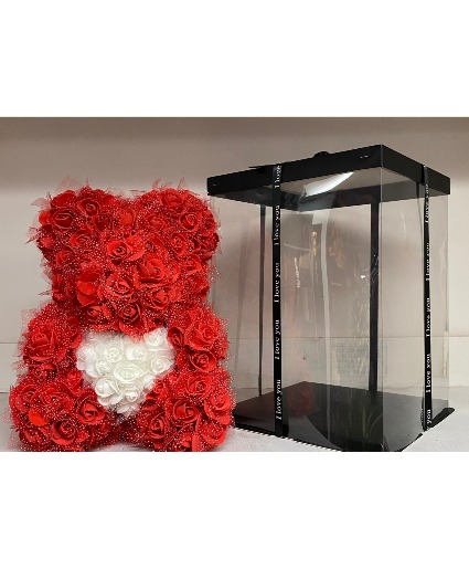 Artificial Rose Cute Bear In Box 
