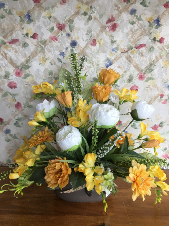 yellow artificial flower arrangements