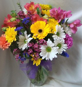 "SPRING FEVER" MIXED SPRING FLOWERS ARRANGED IN A VASE!