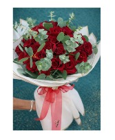 VDay - Round Style Roses with Eucaliptus ROSES in Cumming, Georgia | FLOWER JAZZ