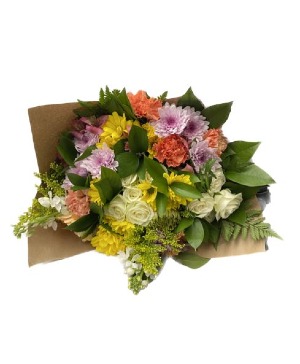 Assorted Flowers and Colours Wrapped Bouquet - No Vase