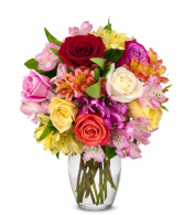 Assorted Roses & Alstroemeria Vase Arrangement