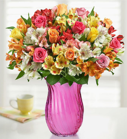 Assorted Roses & Peruvian Lily Bouquet for Mom 