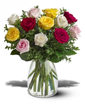 Assorted Roses Vased