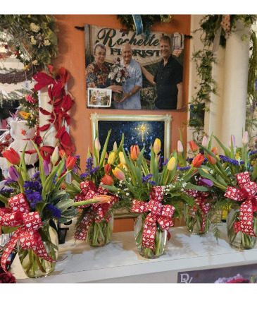 Assorted Tulips Vase Arrangement in Farmville, VA | Rochette's Florist