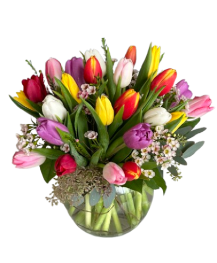 Assorted Tulip Bowl Vase Arrangement 