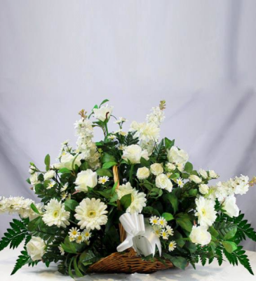 Assorted White Flowers  Fire Side Basket in Lebanon, NH | LEBANON GARDEN OF EDEN FLORAL SHOP
