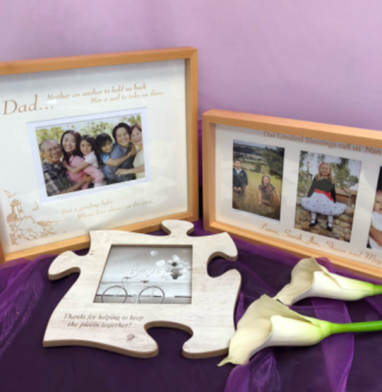 E3 Assorted wood frames Personalized engraved gifts
