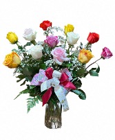 Assortment of Dozen Roses 12 Mixed Color Roses