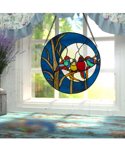 Astrid Blue Birds Stained Glass