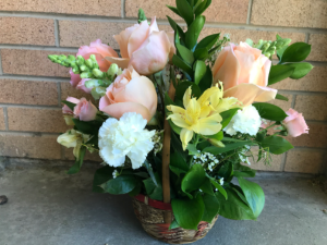 Astro Lily & Rose Basket Funeral Flowers