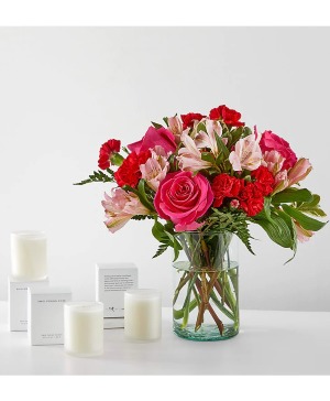The At First Sight Bouquet and Candle Set 