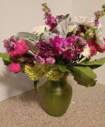 August Bithstone Bouquet Vase of flowers in color of August birthstone,