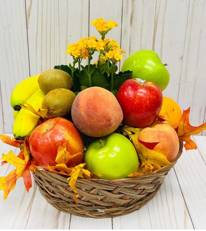 Autum Fruit Basket with plant round basket 