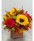 Autumn Beauty Fresh Floral in Glass Cube Vase