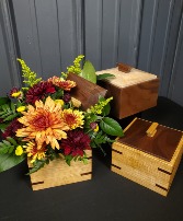 Autumn Blooms in Keepsake Hand-made Wooden Box