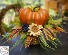 Autumn Blues and Oranges Silk Pumpkin Centerpiece on short candle holder